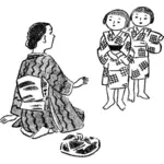 Japanische Mutter und Kinder