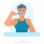אדם צחצוח שיניים