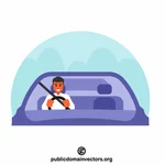 Pria sedang mengendarai mobil