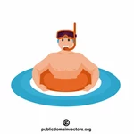 Uomo con tubo per lo snorkeling