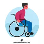 Pria dengan vektor kursi roda