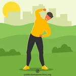 Omul care face exerciții fizice în parc