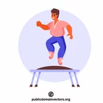 Mann som hopper på trampoline