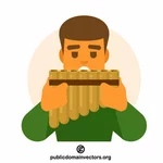 Homme jouant de la flûte de pan