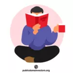 Homem lendo um livro vermelho
