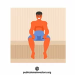 Homem relaxando na sauna