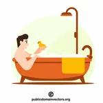 Homme se relaxant dans une baignoire
