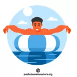 Uinti puhallettavalla renkaalla