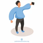 Omul luând fotografie selfie