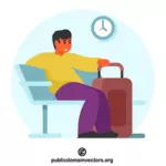 Man waiting for airplane departure