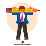 Man with a huge pencil