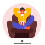 Man med popcorn
