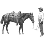 Człowiek i jego koń grafika wektorowa