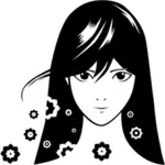 Manga kız vektör siluet