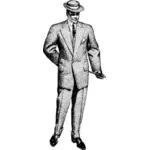 Man met hoed en een wandelstok vector afbeelding