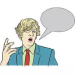 Blond man with speech bubble