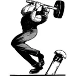 Vector image of man about to hammer a pole
