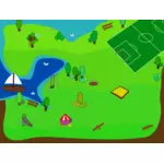 Park at the sea vector illustration