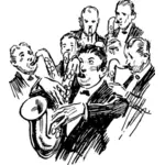 Männer spielen Saxophone