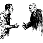 Vektor clip art tua dan pria muda tentang untuk berjabat tangan