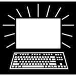 תמונת וקטור של סמל המחשב בשחור-לבן