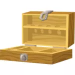 Abriu a caixa de madeira