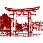 Miyajima Torii em ilustração vetorial vermelho