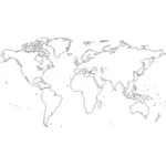 लाइन कला विश्व मानचित्र वेक्टर चित्रण