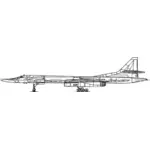 Tupolev 160 vliegtuigen kant weergave vector illustraties