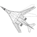 Tupolev 160 lentokoneen ylänäkymä vektori kuva