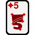 Cinque dei diamanti funky carta da gioco vettoriale ClipArt