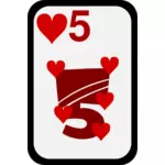 Cinco dos corações funky playing card vector clipart