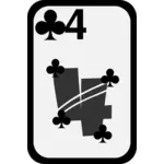 Четыре из клубов фанки игральных карт векторное изображение