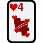Čtyři srdce funky hrací karty Vektor Klipart