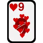 Nove dos corações funky playing card vector clipart