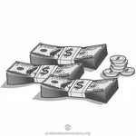 डॉलर के बिल और सिक्के