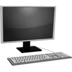 Pöytätietokoneen kuvake, jossa on harmaan näytön vektorikuva