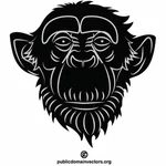 Gorilla ansikt monokrom silhuett