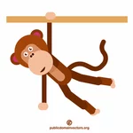 बंदर एक शाखा पर लटका