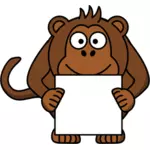 Affe mit weißer Karton