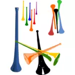 איור וקטורי של vuvuzelas פלסטיק