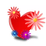 לב עם פרחים בתמונה וקטורית