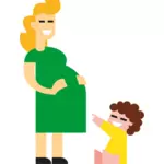妊娠中の女性と子供