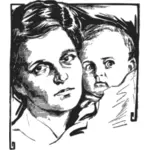 Ibu dan bayi terkejut vektor ilustrasi