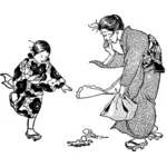 Japanilainen äiti ja lapsi