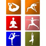 Vector icoane de poziţii de yoga