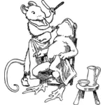 Vector afbeelding van een muis scheren een kikker