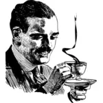 Pití kávy vektorové kreslení