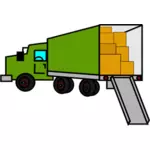 Geopend van bedrijfsverplaatsingen vrachtwagen vector illustraties