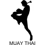 איגרוף תאילנדי ספורט צללית וקטור אוסף